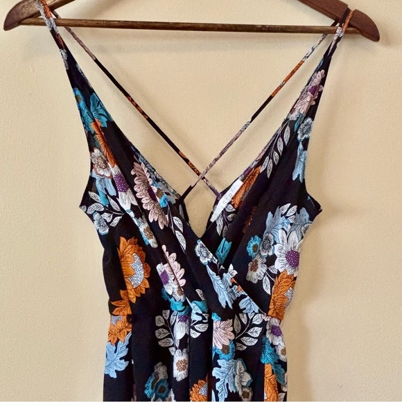 ASTR| Blue Orange Floral Maxi Spaghetti Strap Sundress w/Hi-Low Front Sz XS - Picture 2 of 8